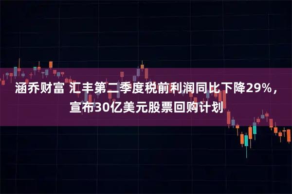 涵乔财富 汇丰第二季度税前利润同比下降29%，宣布30亿美元股票回购计划